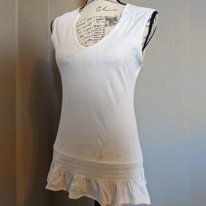 Sleeveless Top with Gold Embroidered Heart and Trim  Ruffled Bottom